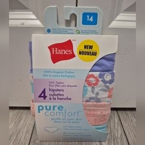 4 Pairs Of Hanes Pure Comfort Organic Cotton Hipsters Underwear. Size 14